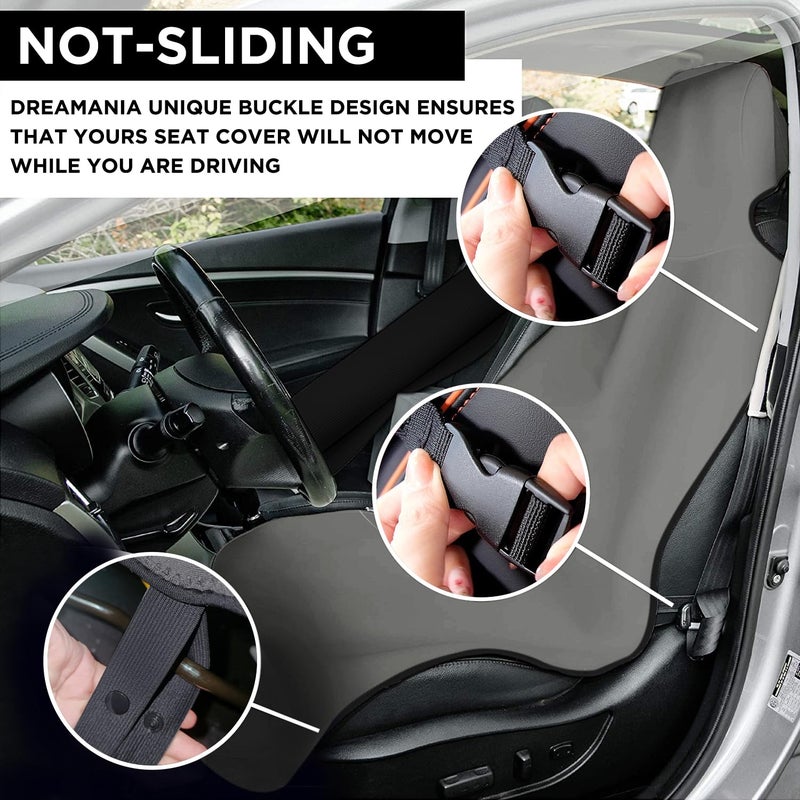 DREAMANIA Waterproof Seat Cover  Upgraded Neoprene Sweat Carseat Protector  Perfect for Universal Anti-Slip Car Truck SUV Seat  Ideal for Surfing Yoga Gym Workout  Gray - Image 4